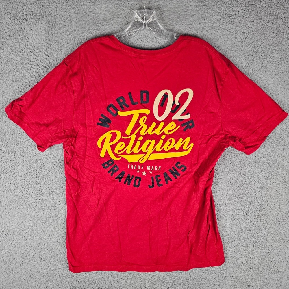 True Religion Tee Shirt Mens XL World Tour 02 TR Logo Graphic Crew Neck Pullover
